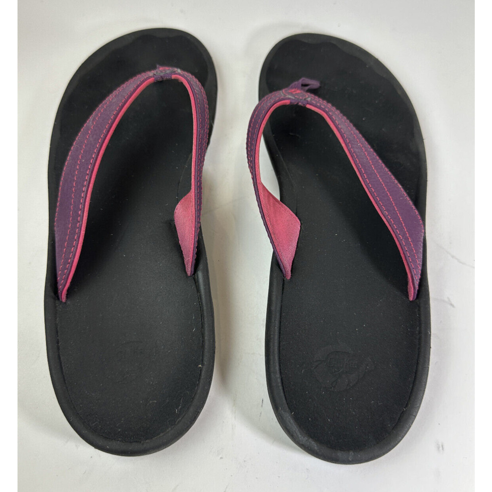 OluKai Ohana Flip Flop Sandals Plum Black 20110-1A40 Water Resist Womens Size 10 - Picture 5 of 8